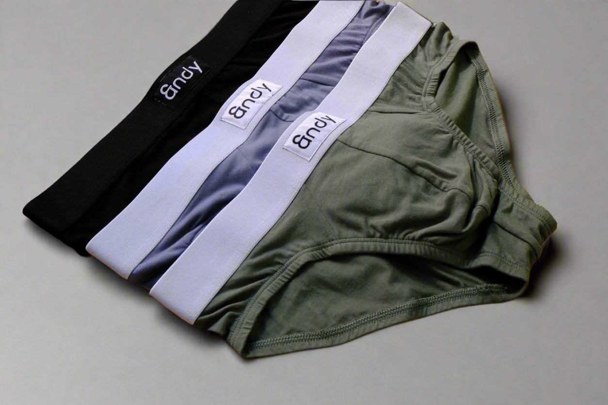3 underwear briefs on a table