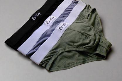 3 underwear briefs on a table